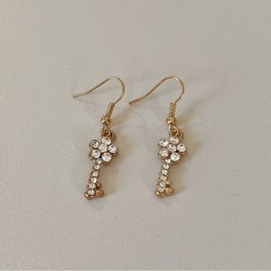 4/$15 Rhinestone Diamond Flower Key Drop Earrings